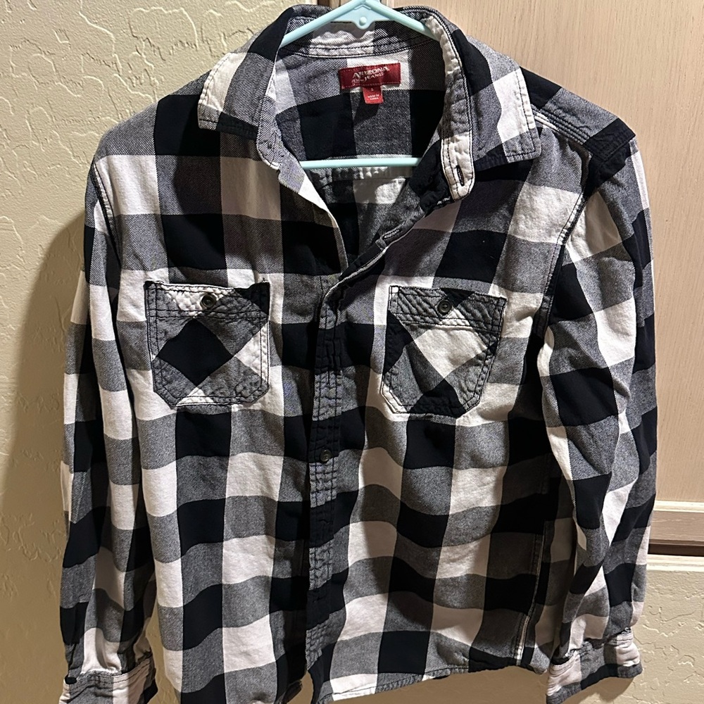 Black and white plaid flannel!!